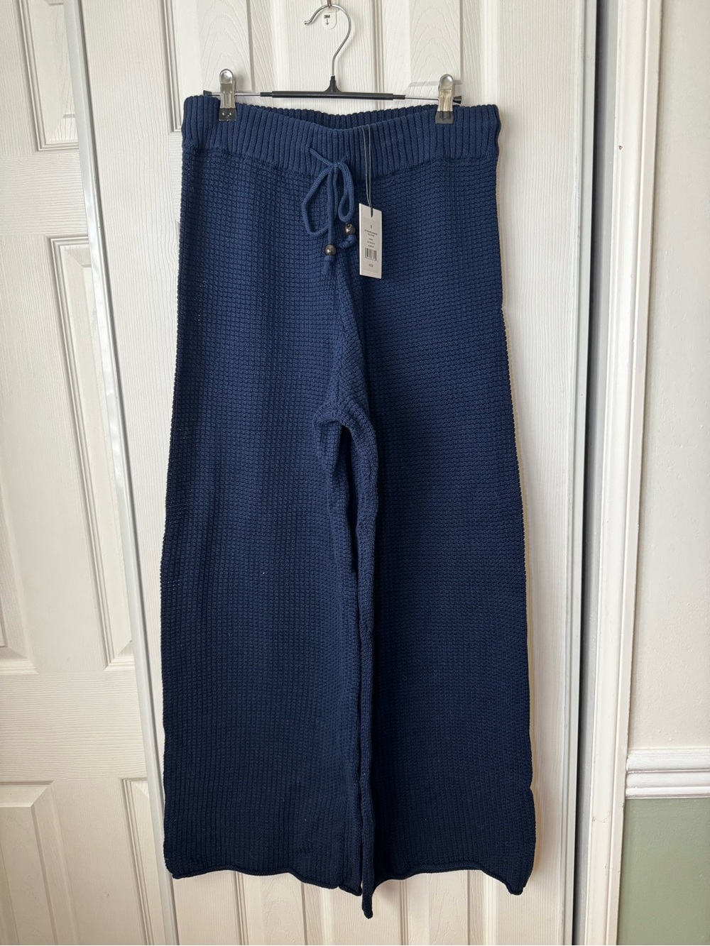 Onia Wide-Leg Knit Pants in Navy